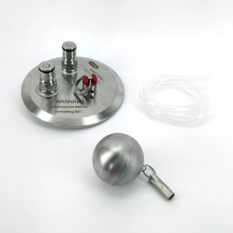 4 inch Tri-clover Kegmenter Lid with Ball Lock Posts, Floating Dip tube and PRV (Red 2.5Bar)